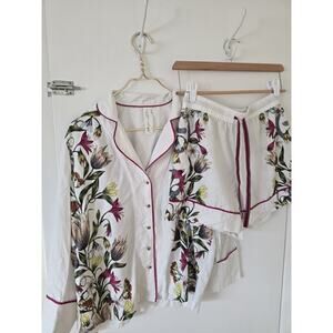 Anthropologie Victoria Garcia S Flannel Button Pajama Top Sleep and Shorts PJs